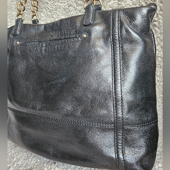 EUC B. Makowsky quilted black leather purse chain strap zip enclosure hobo bag - Picture 9 of 16